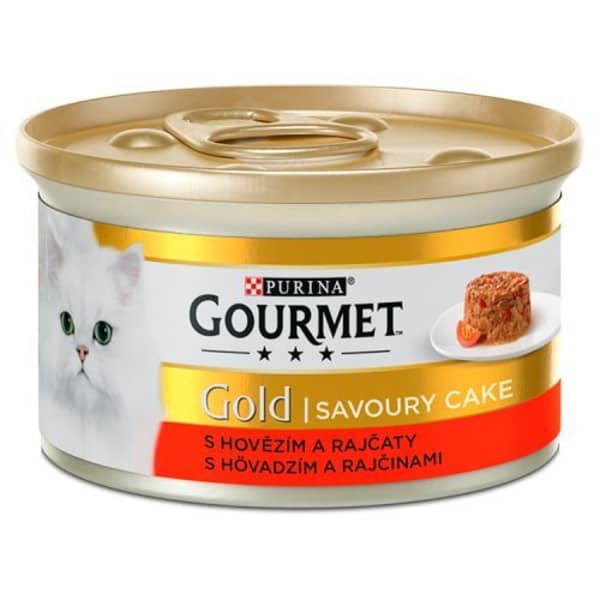 GOURMET GOLD SAVOURY CAKE kaķu konservi Liellops, tomāti 85g